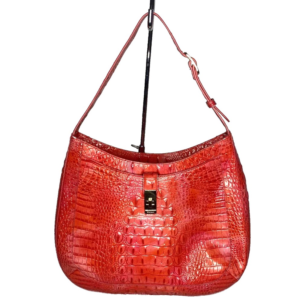 Brahmin color heat Johanna Melbourne shoulder bag croc leather hobo full zip